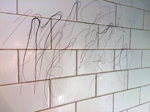 Fios de cabelo caídos no banho